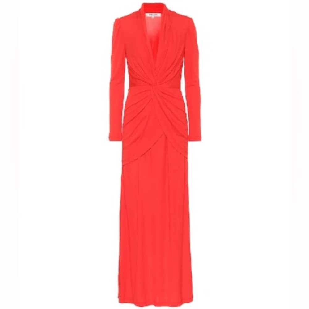 SOLD ❤️ DIANE VON FURSTENBERG Stacia Knot-detail Crepe Maxi Dress In Red